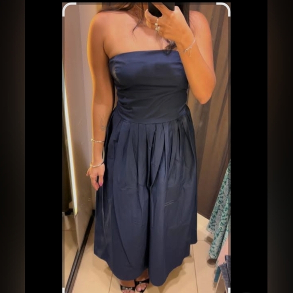 Zara Strapless Poplin Dress - Picture 7 of 7